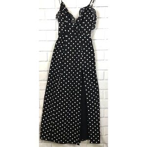 Privacy Please High Slit Black Polka Dot Dress